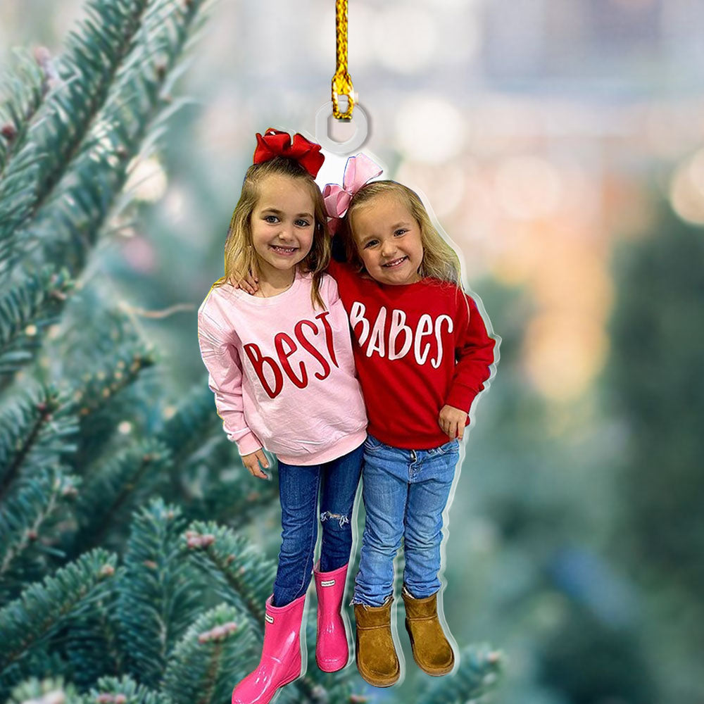 Personalized Acrylic Ornament - Gift For Bestie - Two Little Girls Photo AC