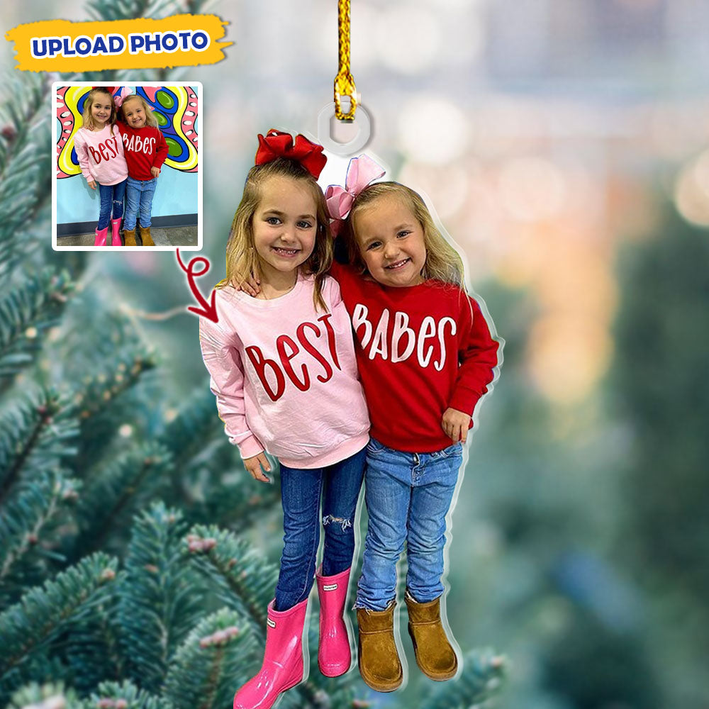 Personalized Acrylic Ornament - Gift For Bestie - Two Little Girls Photo AC