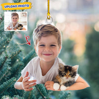 Thumbnail for Personalized Acrylic Ornament - Gift For Bestie - Little Boy And Pet Photo AC