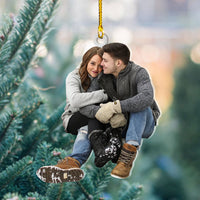 Thumbnail for Personalized Acrylic Ornament - Gift For Couple - Sitting Young Couple Photo AC