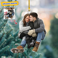 Thumbnail for Personalized Acrylic Ornament - Gift For Couple - Sitting Young Couple Photo AC