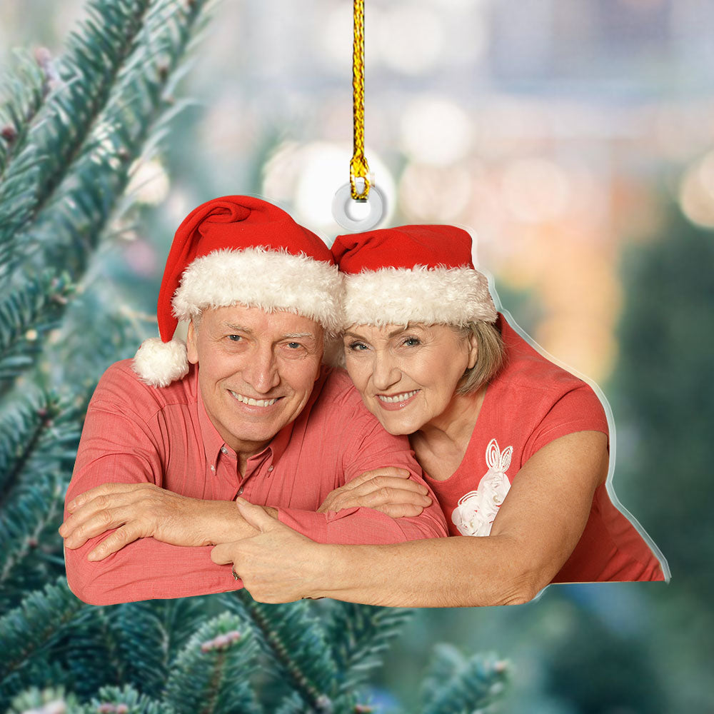 Personalized Acrylic Ornament - Christmas Gift For Couple - Old Husband And Wife Photo AC