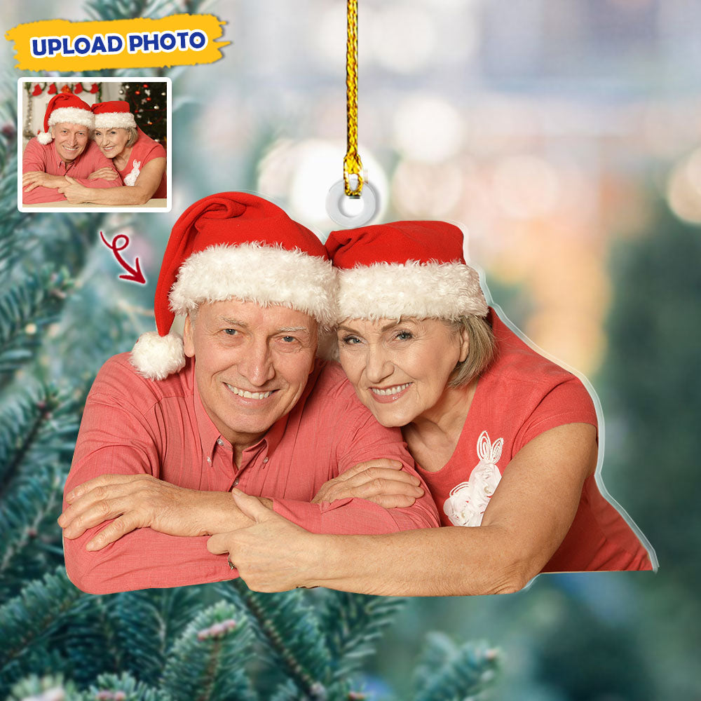 Personalized Acrylic Ornament - Christmas Gift For Couple - Old Husband And Wife Photo AC