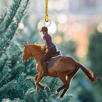 Thumbnail for Personalized Acrylic Ornament - Gift For Family - A Girl With Her Horse Photo AC