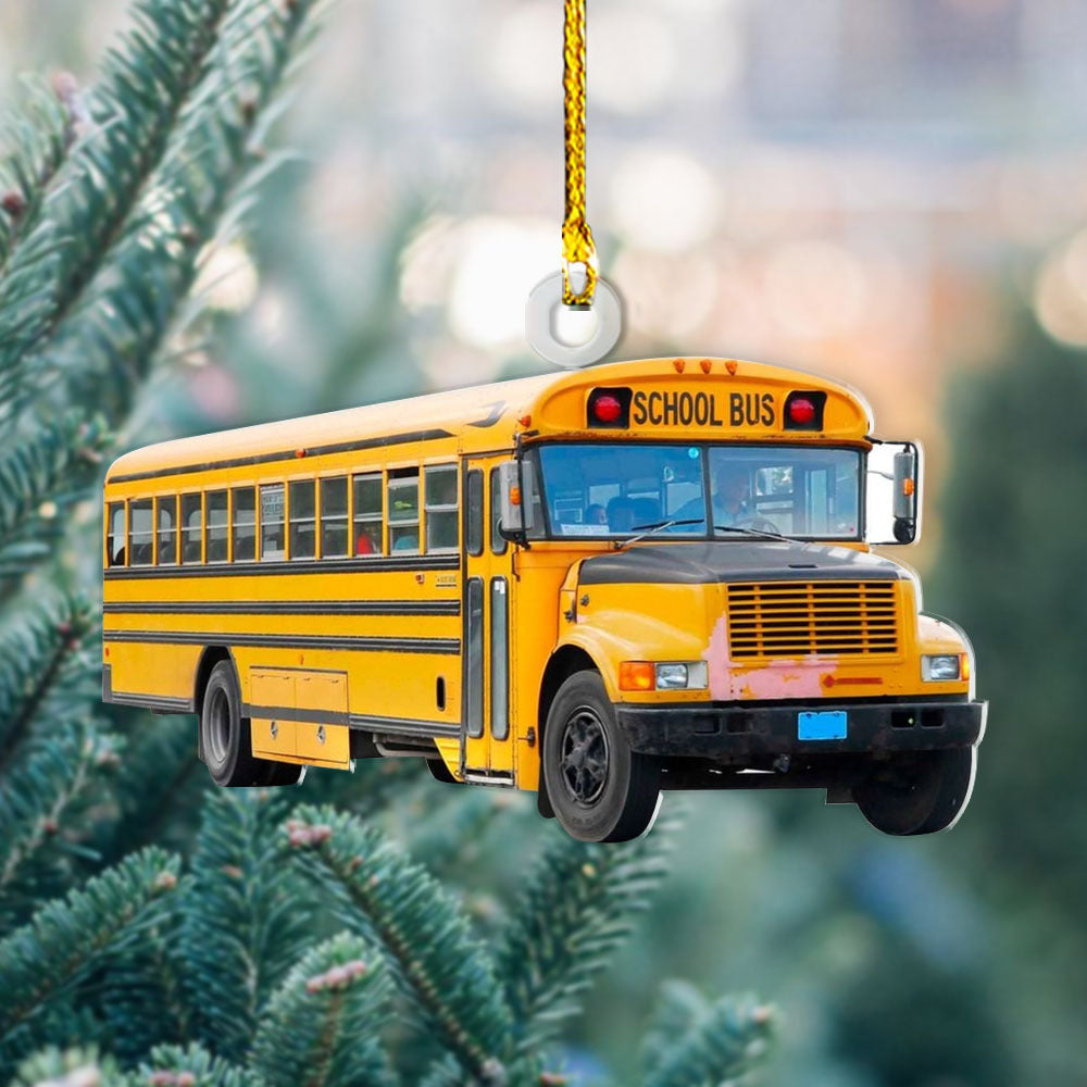 Personalized Acrylic Ornament - For School Bus Drivers - School Bus Photo AC