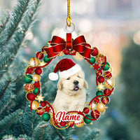 Thumbnail for Personalized Acrylic Ornament - Christmas Gift For Pet Lover - Pet Photo Red Bauble Wreath AC