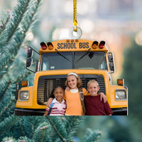 Thumbnail for Personalized Acrylic Ornament - For School Bus Drivers - Kids With School Bus Photo AC