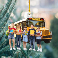 Thumbnail for Personalized Acrylic Ornament - For School Bus Drivers - Group Of Children School Bus Photo AC