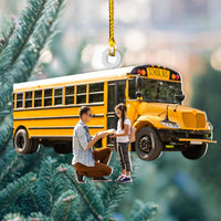 Thumbnail for Personalized Acrylic Ornament - Gift For School Bus Drivers - A Driver & Kid Girl School Bus Photo AC