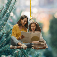 Thumbnail for Personalized Acrylic Ornament - Gift For Book Lovers - Mom & Daughter With Books Photo AC