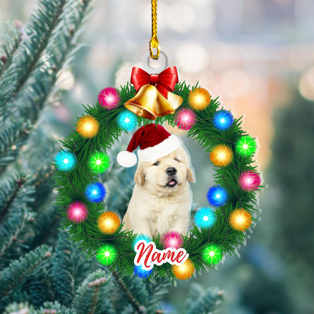 Personalized Acrylic Ornament - Christmas Gift For Pet Lover - Pet Photo Light Wreath AC