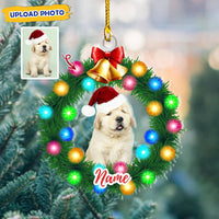 Thumbnail for Personalized Acrylic Ornament - Christmas Gift For Pet Lover - Pet Photo Light Wreath AC