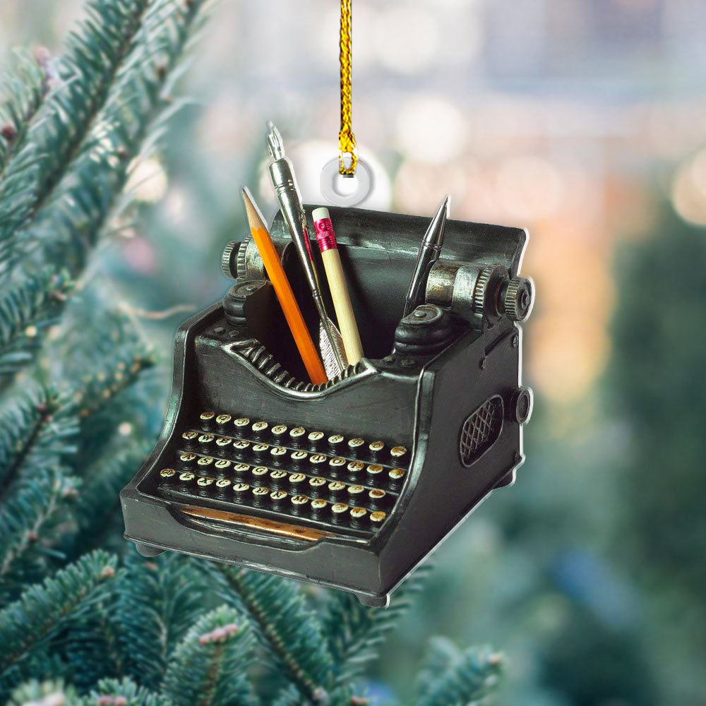 Personalized Acrylic Ornament - Gift For Writers - Typewriter Photo AC