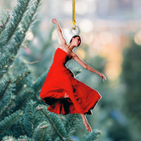 Thumbnail for Personalized Acrylic Ornament - Gift For Dancers - Dancing Red Woman Photo AC