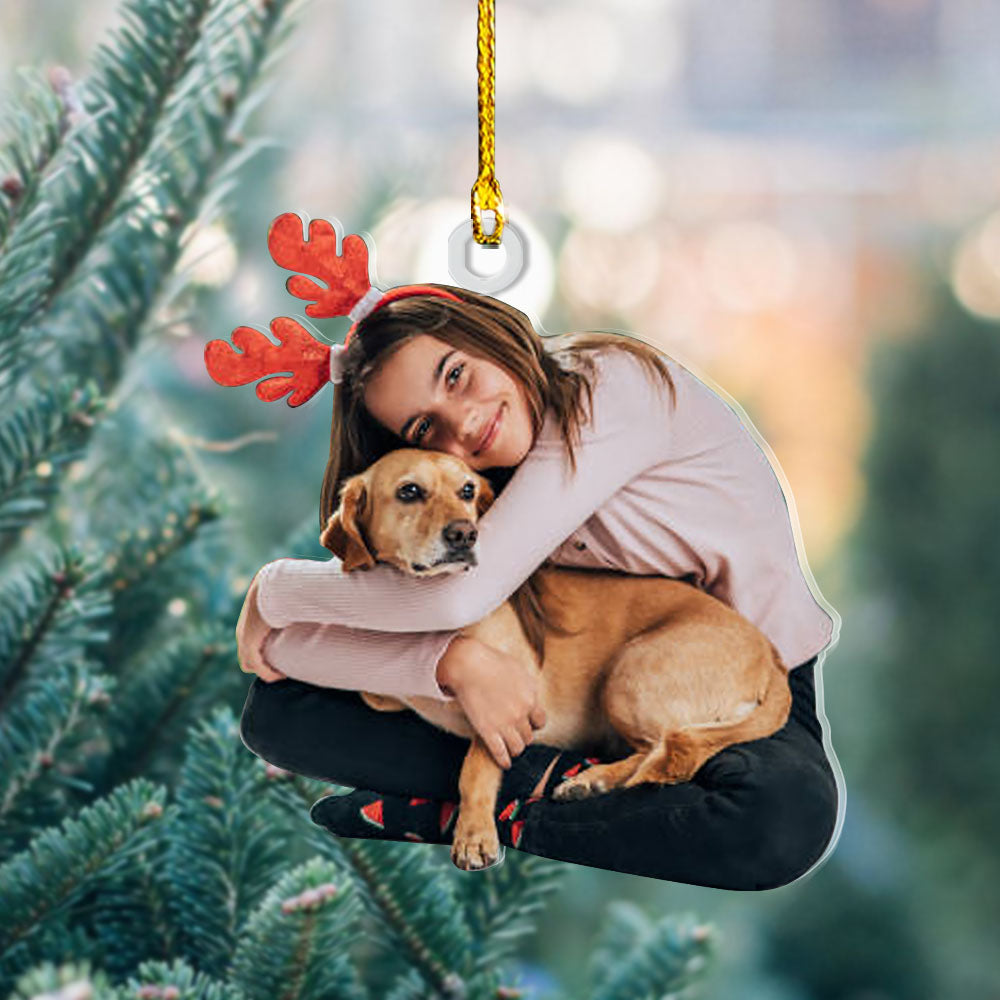 Personalized Acrylic Ornament - Gift For Bestie - Woman And Her Dog Photo AC