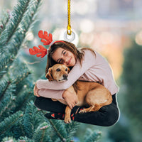 Thumbnail for Personalized Acrylic Ornament - Gift For Bestie - Woman And Her Dog Photo AC