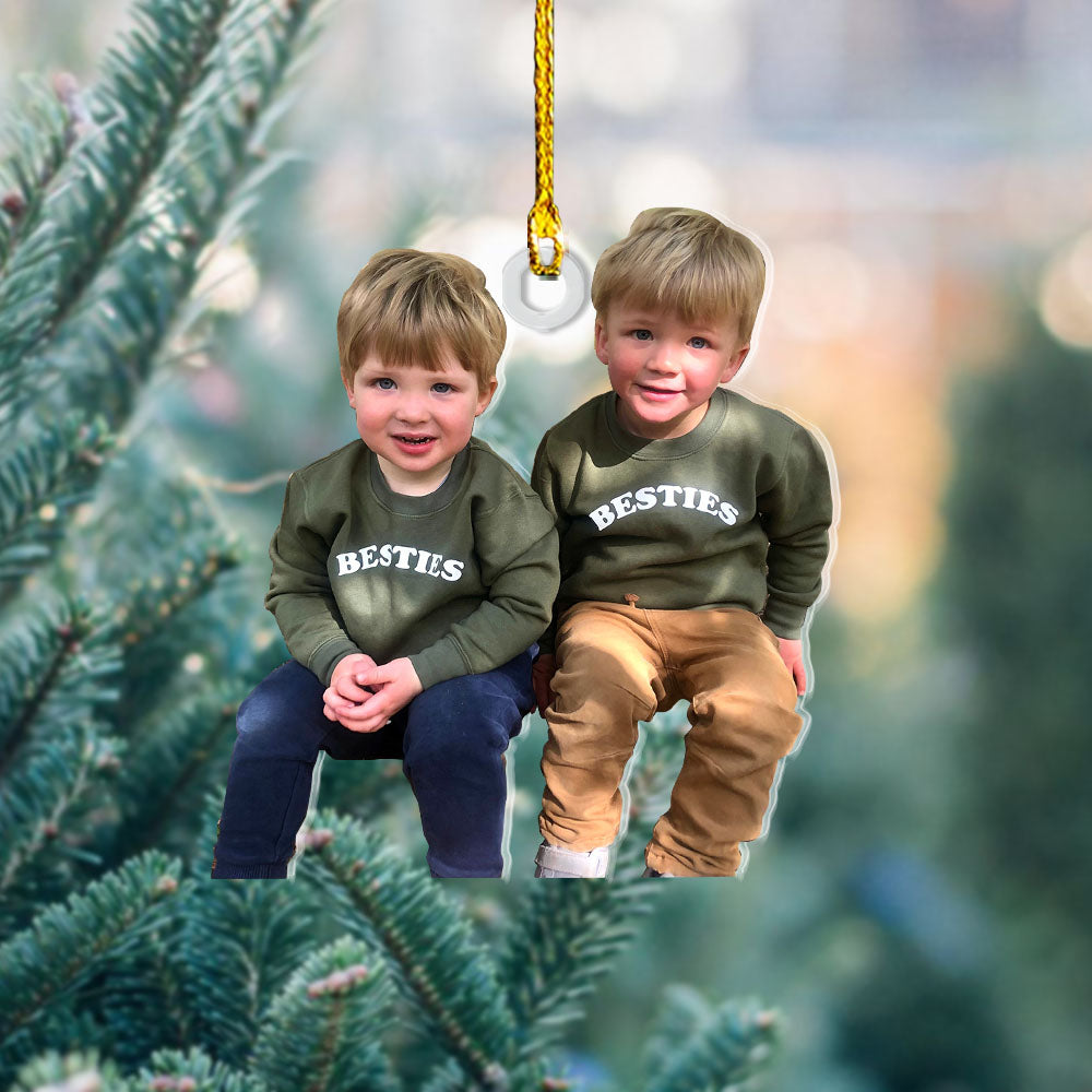 Personalized Acrylic Ornament - Gift For Bestie - Two Little Boys Photo AC