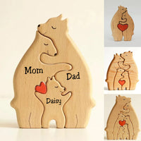 Thumbnail for Personalized Wooden Bear Family Puzzle - Gift For Family - Handcrafted Room Decor JonxiFon