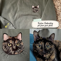 Thumbnail for Personalized Embroidered T-shirt - Gift For Pet Lovers - Embroidery Dog Cat Face Photo CustomCat