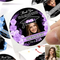Thumbnail for Personalized Floral Thank You Graduation Party Perforated Roll Stickers, Graduation Labels & Party Favors FC