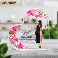 Thumbnail for Custom Girl With Flowers Graduation Heart Shaped Acrylic Plaque, Graduation Gift FC