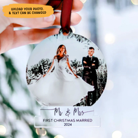 Thumbnail for Custom Photo First Christmas Married Printed Acrylic Ornament, Wedding Couple Custom Gift FC