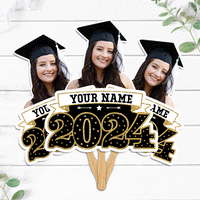 Thumbnail for Custom Graduation 2024 Face Fans With Wooden Handle, Gift For Graduation Party FC