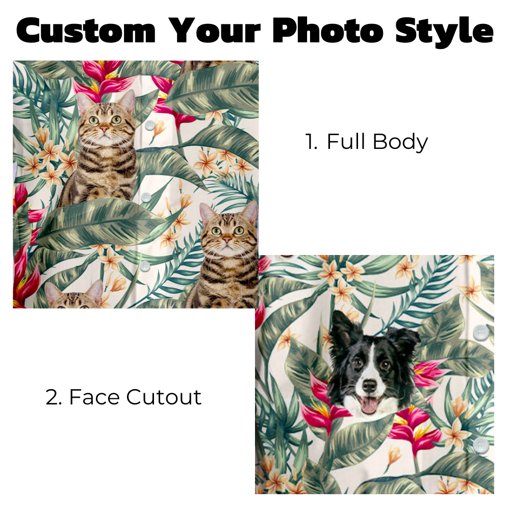 Custom Hawaiian Shirts With Pet Face, Dog Cat Floral Hawaiian