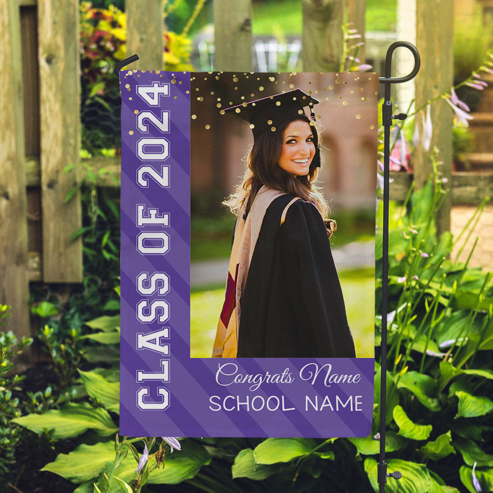 Custom Class Of 2024 Glitter Graduation Garden Flag - Perfect for Graduates AD