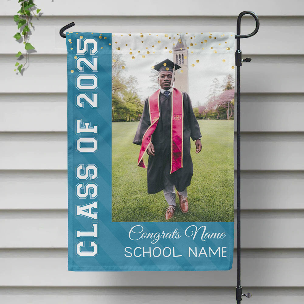 Custom Class Of 2024 Glitter Graduation Garden Flag, Perfect for Graduates, Graduation Gift FC