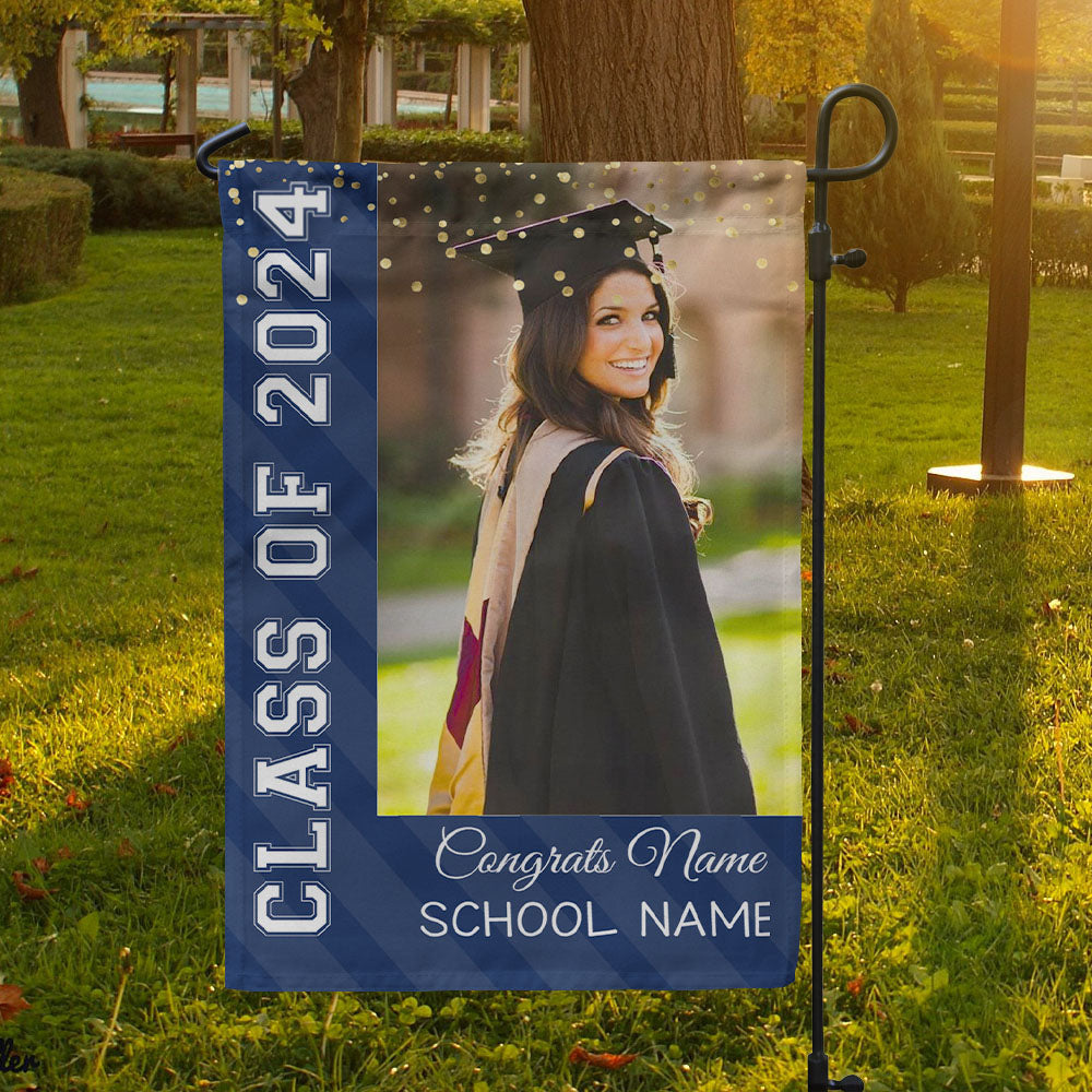 Custom Class Of 2024 Glitter Graduation Garden Flag - Perfect for Graduates AD
