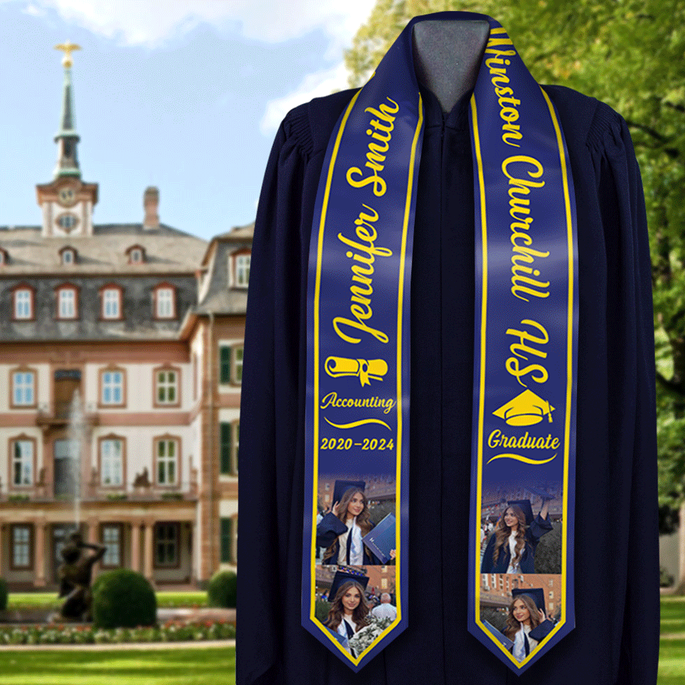 Custom Graduation Stoles/Sash with 4 Images, Special Graduation Gift FC