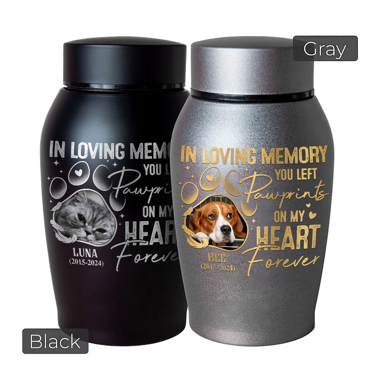 Personalized You Left Pawprints On My Heart Pet Urn, Keepsake Gift For Dog Cat Lovers FC