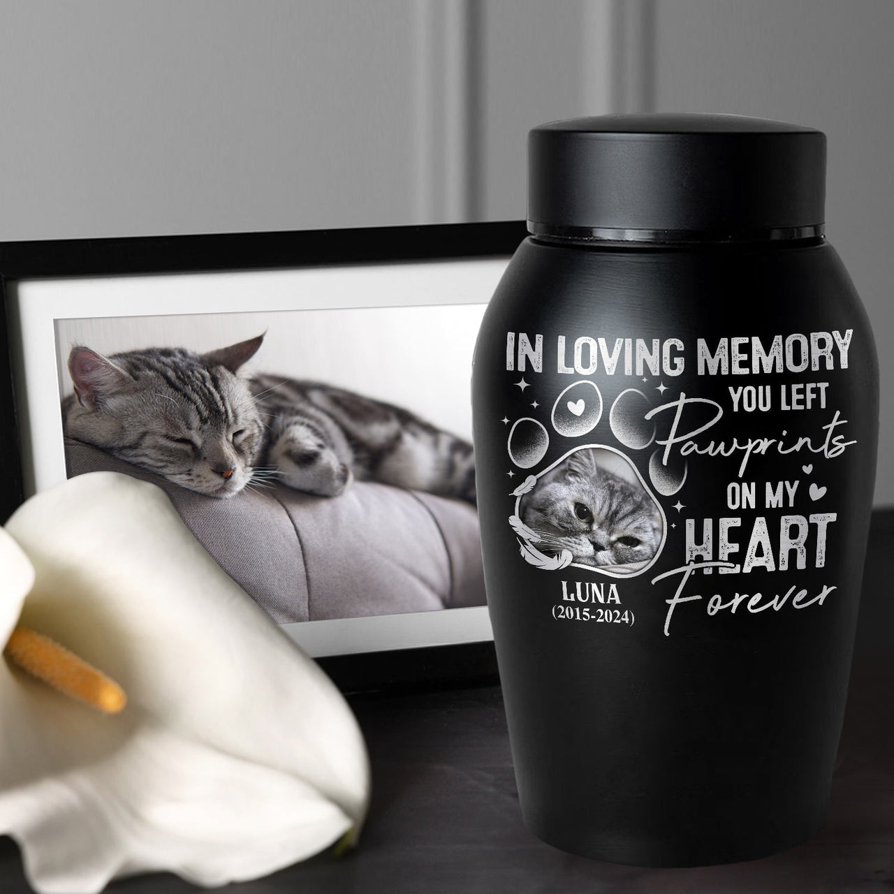 Personalized You Left Pawprints On My Heart Pet Urn, Keepsake Gift For Dog Cat Lovers FC