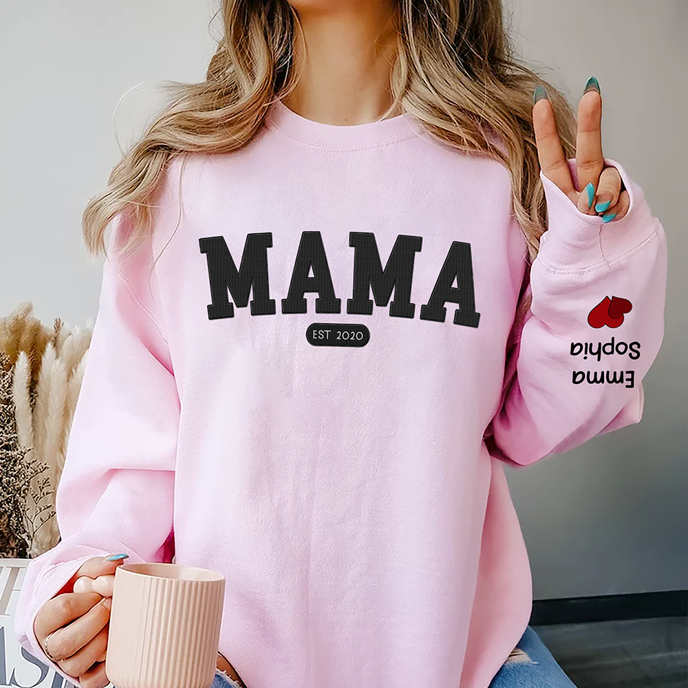 Personalized Embroidered T-shirt - Mother's Day Gift - Embroidery Grandma, Mom And Kids FC