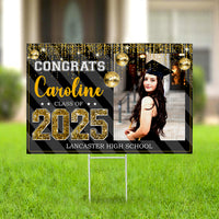 Thumbnail for Personalized Yard Sign With Stake - Graduation Gift - Congrats 2025 Graduate Disco Style