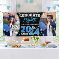 Thumbnail for Personalized Banner - Graduation Decor Gift - 2 Photos Congrats 2024 Graduate FC