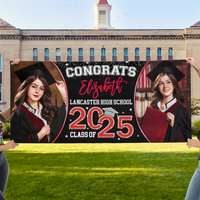 Thumbnail for Personalized Banner - Graduation Decor Gift - 2 Photos Congrats 2025 Graduate