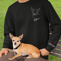 Thumbnail for Personalized Embroidered T-shirt - Gift For Pet Lovers - Dog Cat Embroidery Photo Line Drawing FC