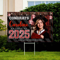 Thumbnail for Personalized Yard Sign With Stake - Graduation Gift - Congrats 2025 Graduate Disco Style