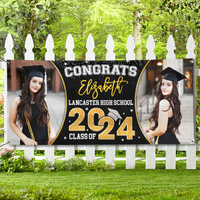 Thumbnail for Personalized Banner - Graduation Decor Gift - 2 Photos Congrats 2024 Graduate FC