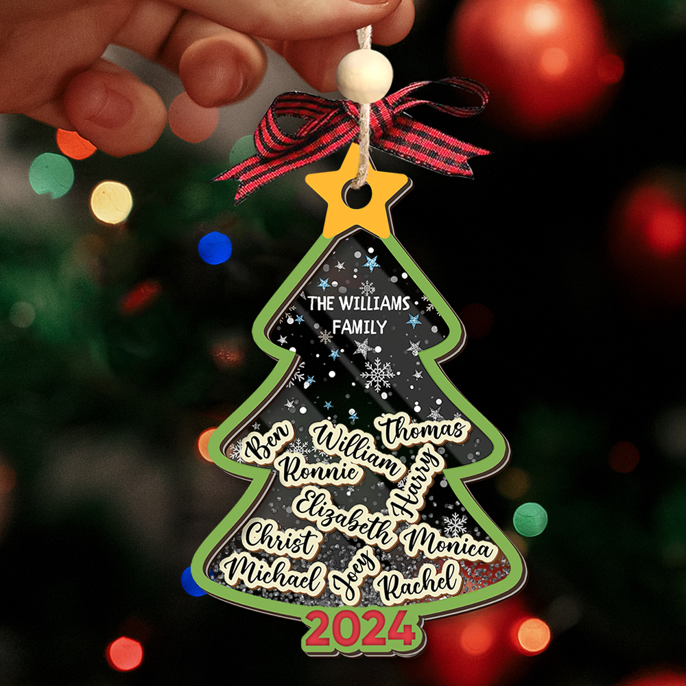 Personalized Shaker Ornament - Christmas Gift For Family - Christmas Tree With Names FC