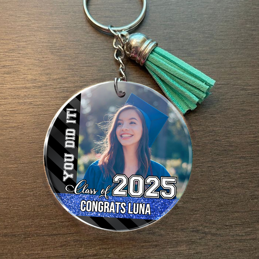 Personalized Proud Family Class of 2025 Graduation Acrylic Keychain With Tassel, Graduation Keepsake