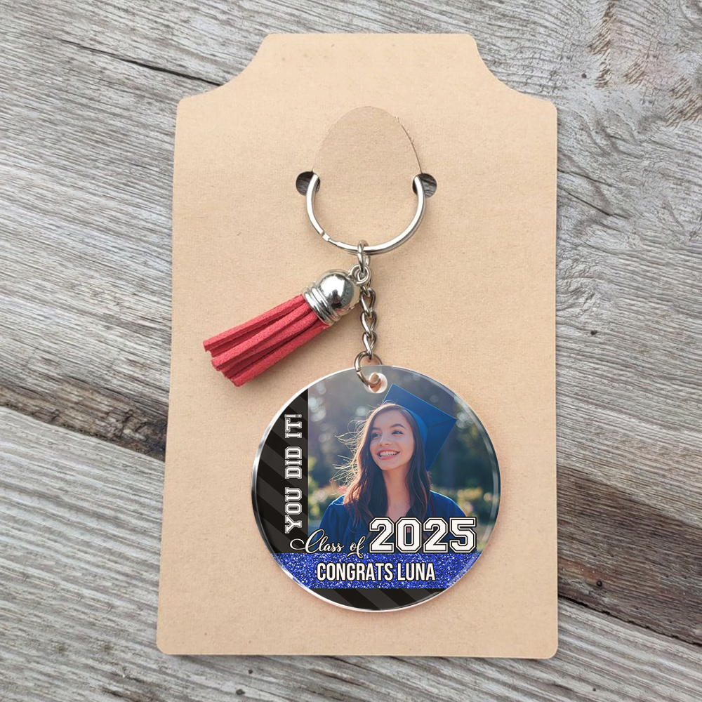 Personalized Proud Family Class of 2025 Graduation Acrylic Keychain With Tassel, Graduation Keepsake