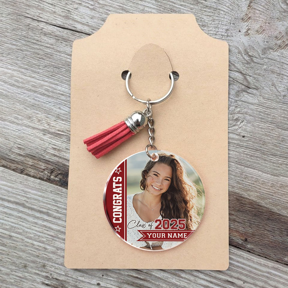 Personalized Congrats Class Of 2025 Acrylic Keychain With Tassel, Graduation Keepsake FC