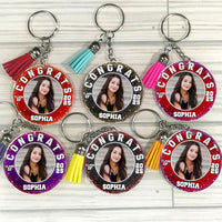 Thumbnail for Custom 2025 Graduation Congrats Class Of 2025 Acrylic Circle Keychain With Tassel, Graduation Gift