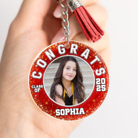 Thumbnail for Custom 2025 Graduation Congrats Class Of 2025 Acrylic Circle Keychain With Tassel, Graduation Gift