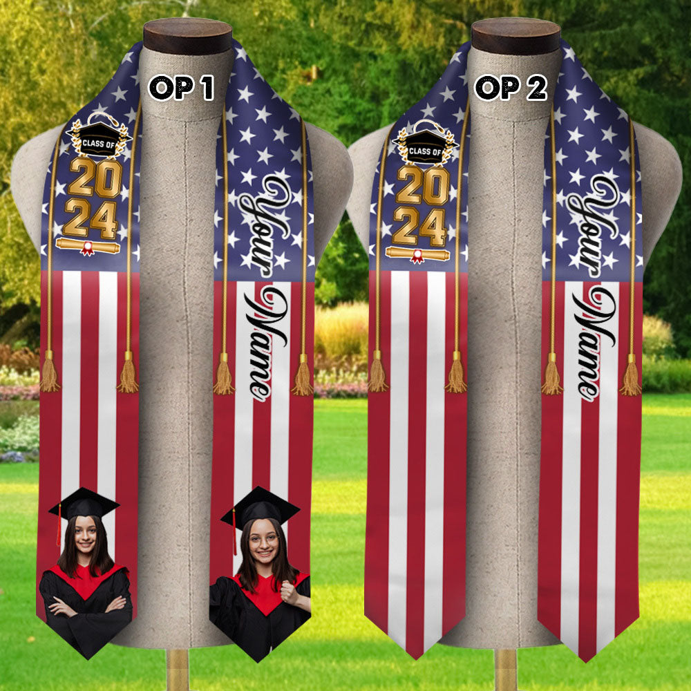 Custom 58 Countries With Photo Class Of 2024 Stole/Sash, Graduation Gift AP