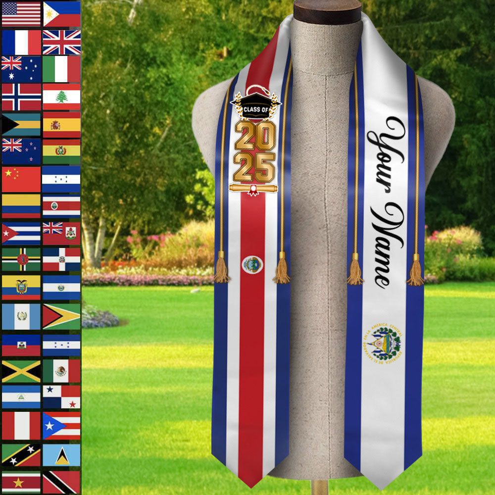 Custom 58 Countries With Photo Class Of 2025 Stole/Sash, Graduation Gift FC