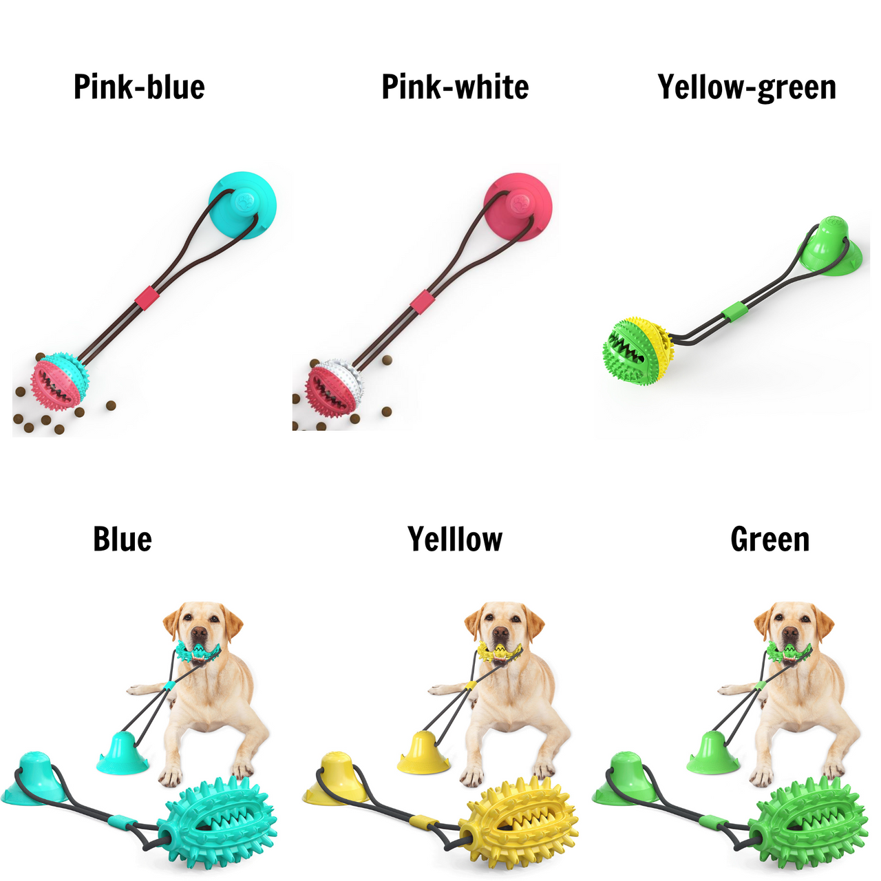 Molar Suction Cup Dog Toy with Drawstring Ball Leakage, Dog Toy JonxiFon